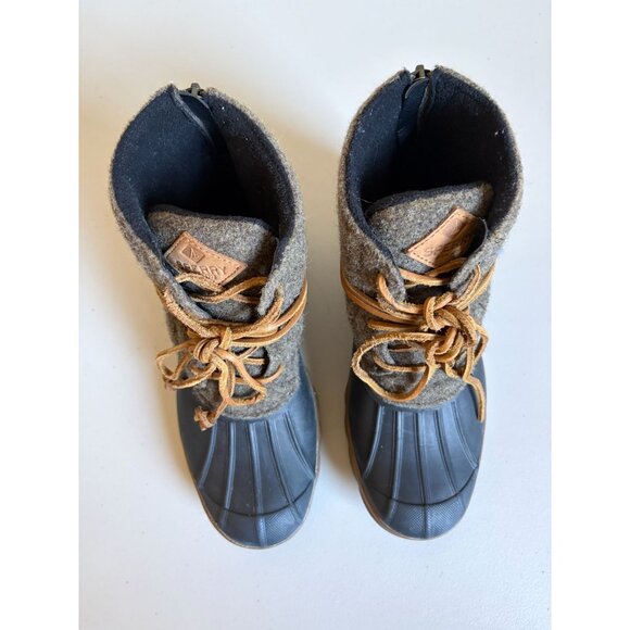 SPERRY Saltwater 6M Brown Wool Rubber Duck Boots Wool Quarter - Picture 8 of 11